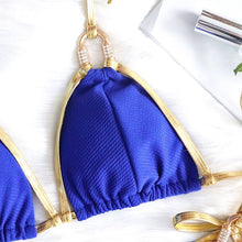 Load image into Gallery viewer, Crystal and Gold Metallic Accent Bikini