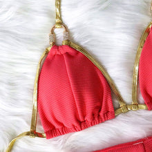 Load image into Gallery viewer, Crystal and Gold Metallic Accent Bikini