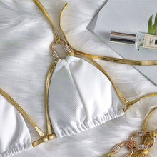 Load image into Gallery viewer, Crystal and Gold Metallic Accent Bikini