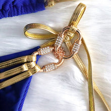 Load image into Gallery viewer, Crystal and Gold Metallic Accent Bikini