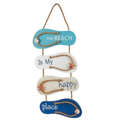 The Beach is my Happy Place Flip Flop Beach Wall Decor (8.7x20.9 In)