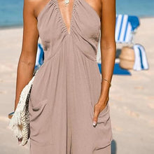 Load image into Gallery viewer, Plunge Halter Romper with Pockets