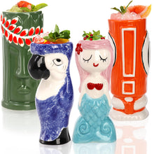Load image into Gallery viewer, Set of 4 Ceramic Tiki Mugs Tiki Bar Professional Barware