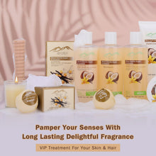 Load image into Gallery viewer, Vanilla Coconut Spa Gift Set Bath & Body Gift Basket. Natural Large Spa Basket