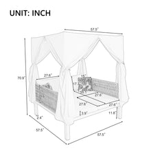 Load image into Gallery viewer, Outdoor Patio Wicker Sun Bed  with Moveable Canopy and Cushion