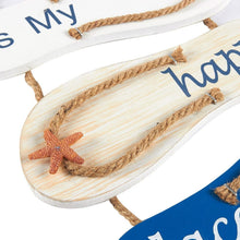 Load image into Gallery viewer, The Beach is my Happy Place Flip Flop Beach Wall Decor (8.7x20.9 In)