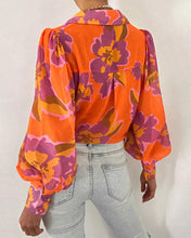 Load image into Gallery viewer, Floral Front Tie Bell Sleeved Blouse