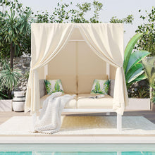 Load image into Gallery viewer, Outdoor Patio Wicker Sun Bed  with Moveable Canopy and Cushion