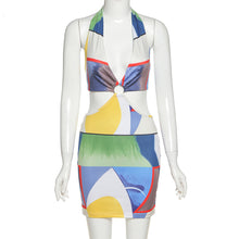 Load image into Gallery viewer, Digital Print Halter Sheath Mini Dress