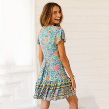 Load image into Gallery viewer, Beach Bohemian Low Cut Ruffled Mini Dress