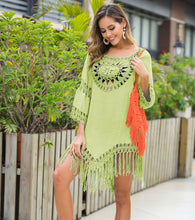 Load image into Gallery viewer, Boho Chic Crochet Fringed Beach Dress
