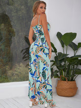 Load image into Gallery viewer, Loose Straight Backless Sling Tropical Print Jumpsuit