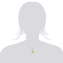 Load image into Gallery viewer, 14k Yellow Gold Plated Sterling Silver CZ Plumeria Pendant Necklace with 18" Box Chain