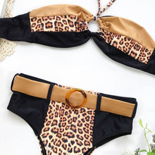 Load image into Gallery viewer, Leopard Print Bandeau High Waist Bikini