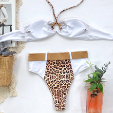 Load image into Gallery viewer, Leopard Print Bandeau High Waist Bikini