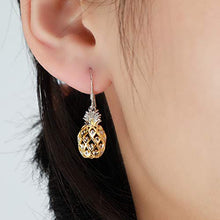 Load image into Gallery viewer, Sterling Silver Pineapple Dangle Hook Earrings
