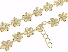 Load image into Gallery viewer, 925 Sterling silver yellow gold plated Hawaiian 8mm cz plumeria flower bracelet 7": Jewelry