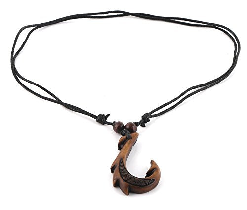 Hawaiian Maori Fish Hook Pendant Necklace,Maui Beach Sufer Tribal Necklace