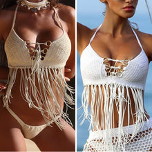 Load image into Gallery viewer, Boho Chic Fringe Knitted Bikini