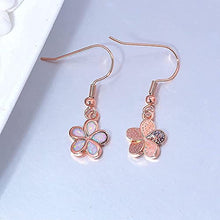 Load image into Gallery viewer, Rose Gold Plated Floral Drop Earrings with Opal inlay