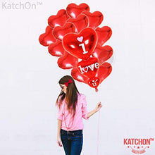 Load image into Gallery viewer, Dozen +1 Red Heart Shape Balloons - 1 I Love U Balloon - Helium Supported - Love Balloons - Valentines Day Decorations and Gift Idea for Him or Her, Wedding Birthday Decorations,Ribbon & Straw Included: Toys & Games