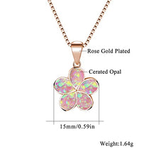 Load image into Gallery viewer, 14K Rose Gold Plated Flower Pendant Necklace with Pink Opal Inlay