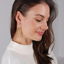 Load image into Gallery viewer, Long Hanging Tropical Tree Frond Drop Earrings