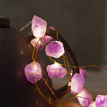 Load image into Gallery viewer, Natural Large Amethyst Raw Stones Battery Powered 6.5FT 20 LEDs with Remote/Timer