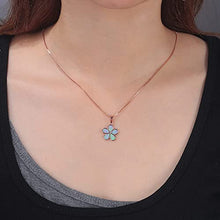 Load image into Gallery viewer, 14K Rose Gold Plated Flower Pendant Necklace with Pink Opal Inlay