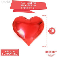 Load image into Gallery viewer, Dozen +1 Red Heart Shape Balloons - 1 I Love U Balloon - Helium Supported - Love Balloons - Valentines Day Decorations and Gift Idea for Him or Her, Wedding Birthday Decorations,Ribbon & Straw Included: Toys & Games