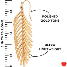 Load image into Gallery viewer, Long Hanging Tropical Tree Frond Drop Earrings