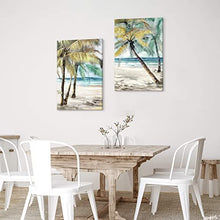 Load image into Gallery viewer, Palm Trees & Seascape Painting  for Modern Living Room Bathroom Bedroom (set of 2)