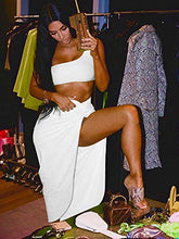 Load image into Gallery viewer, One Shoulder Long Slit Skirt 2 Pieces Dress