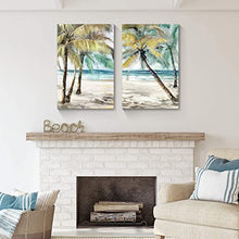 Load image into Gallery viewer, Palm Trees & Seascape Painting  for Modern Living Room Bathroom Bedroom (set of 2)