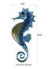 Load image into Gallery viewer, Metal Seahorse Wall Decor Outdoor Sea Art Hanging Decorative Glass Sculpture