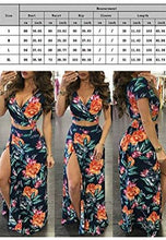 Load image into Gallery viewer, V Neck Floral Print Side Slit Two-Piece Maxi Dress