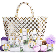 Load image into Gallery viewer, Deluxe Spa Gift Basket - 15pcs Lavender  Includes Bubble Bath, Bath Bombs, Massage Oil, Bath Set