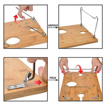 Load image into Gallery viewer, Outdoor Wine Picnic Table, Folding Portable Bamboo Wine Glasses & Bottle, Snack and Cheese Holder Tray for Concerts at Park, Beach, Ideal Wine Lover Gift