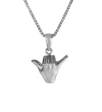 Load image into Gallery viewer, Aloha Jewelry Company 925 Sterling Silver Hawaiian Shaka Hang Loose Necklace Pendant