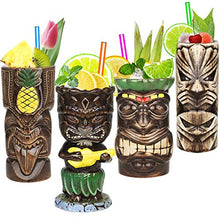 Load image into Gallery viewer, Set of 4– Ceramic Hawaiian Tiki Mugs