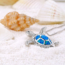 Load image into Gallery viewer, Sterling Silver Honu with Australian Blue Opal Inlay Pendant 18"