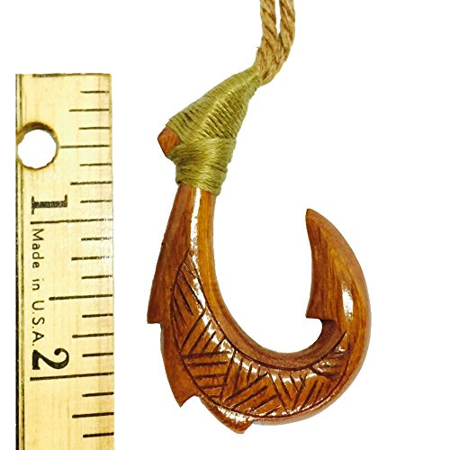 Large Koa Wood Hand Carved Fish Hook Necklace – Lizzie Lahaina