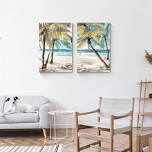 Load image into Gallery viewer, Palm Trees & Seascape Painting  for Modern Living Room Bathroom Bedroom (set of 2)