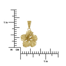 Load image into Gallery viewer, 14kt Yellow Gold Plated Sterling Silver 17mm Hibiscus Pendant Necklace