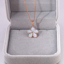 Load image into Gallery viewer, 14K Rose Gold Plated Flower Pendant Necklace with Pink Opal Inlay