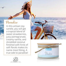 Load image into Gallery viewer, Natural Soy Hand Poured Candle, Paradise Scent, Fragrant Coastal Artisan Candle, 4oz, 30+ Hours Burn Time