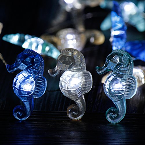  Impress Life Nautical Theme Decorative String Lights, Under The  Sea Sand Dollars Seahorse Beach Lights Battery&USB Plug in with Remote 10  ft 30 LEDs for Covered Outdoor Camping Wedding Birthday Party 