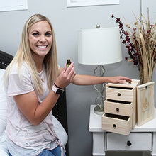 Load image into Gallery viewer, Essential Oil Box - Wooden Storage Case With Handle. Holds 60 Bottles & Roller Balls. 3 Tier Space Saver. Large Organizer