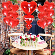 Load image into Gallery viewer, Dozen +1 Red Heart Shape Balloons - 1 I Love U Balloon - Helium Supported - Love Balloons - Valentines Day Decorations and Gift Idea for Him or Her, Wedding Birthday Decorations,Ribbon & Straw Included: Toys & Games