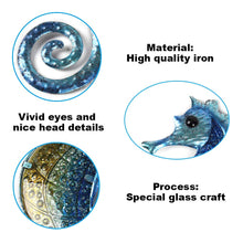 Load image into Gallery viewer, Metal Seahorse Wall Decor Outdoor Sea Art Hanging Decorative Glass Sculpture